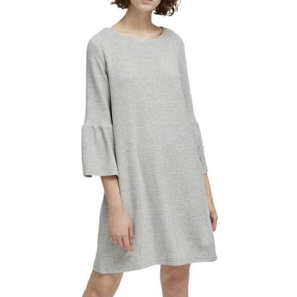 FRENCH CONNECTIONParos Sudan Bell Sleeve Shift Dress In Light Gray Melange Sz 6 - Picture 1 of 12